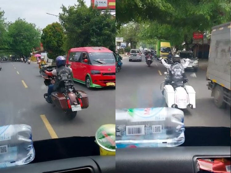 Viral! Sopir Truk Cuek Saat Rombongan Harley Pakai Sirene ala Polisi Minta Jalan